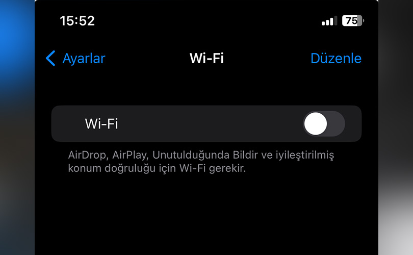 iphone wifi kapatma