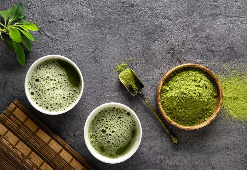 matcha tea powder and tea access