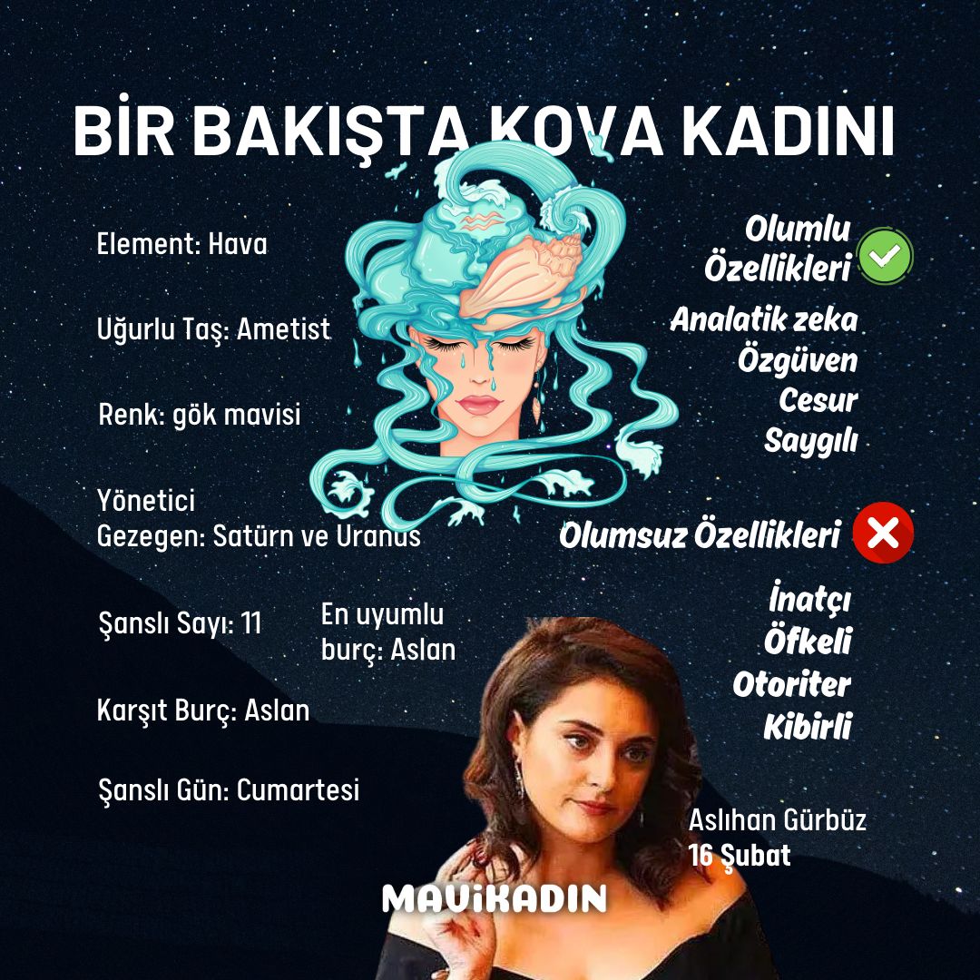 Bir bakışta Kova kadınının özellikleri. 