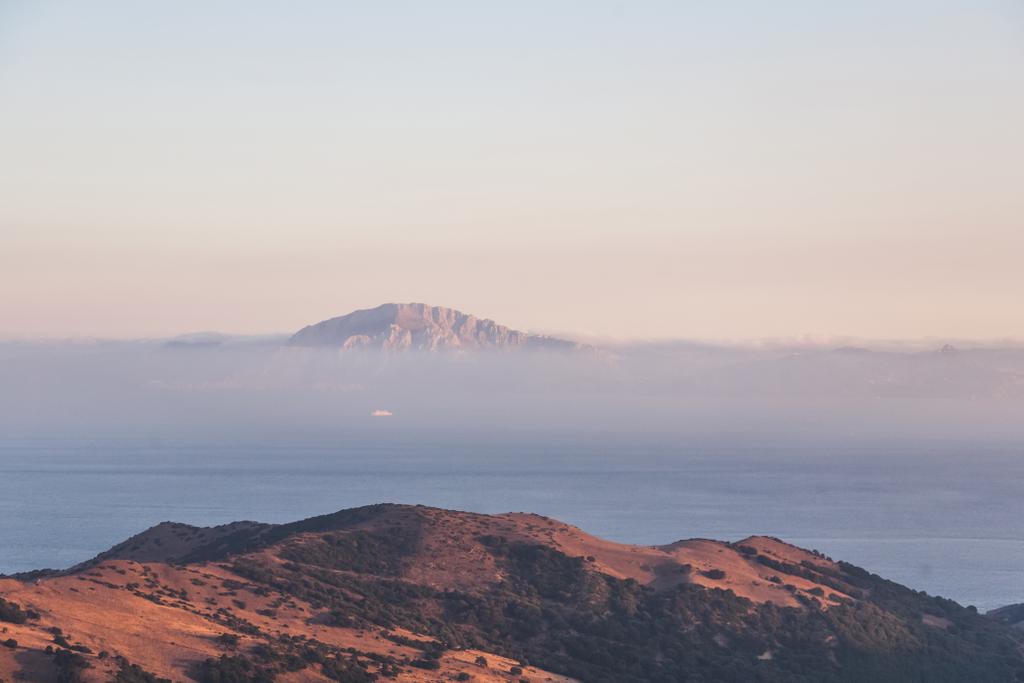 stock photo scenic view beautiful mountains landscape sea fog spain