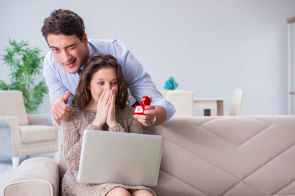 stock photo romantic concept with man making marriage proposal