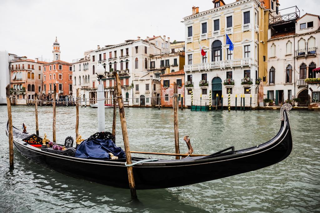 stock photo canal gondola ancient buildings venice italy