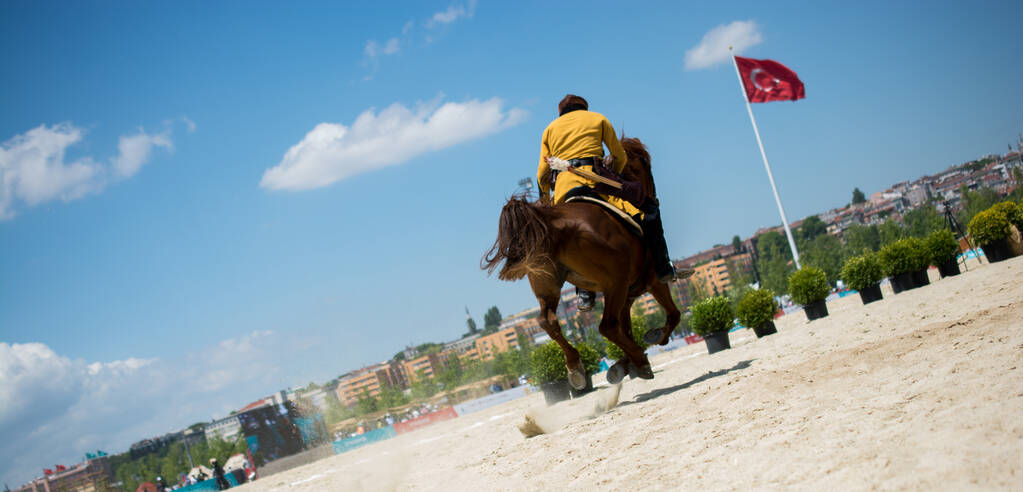 stock photo turkish man horseman ethnic clothes