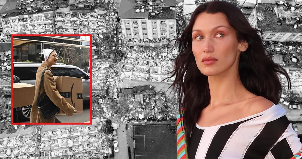 dunyaca unlu abdli model bella hadid depremzedeler icin koli tasidi